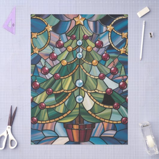 Tiffany-Style Stained Glass Christmas Tree Seidenpapier (Basteln)