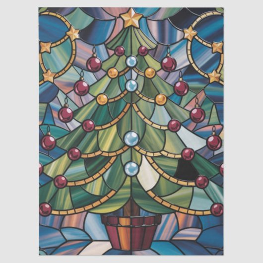 Tiffany-Style Stained Glass Christmas Tree Seidenpapier (Vorderseite)