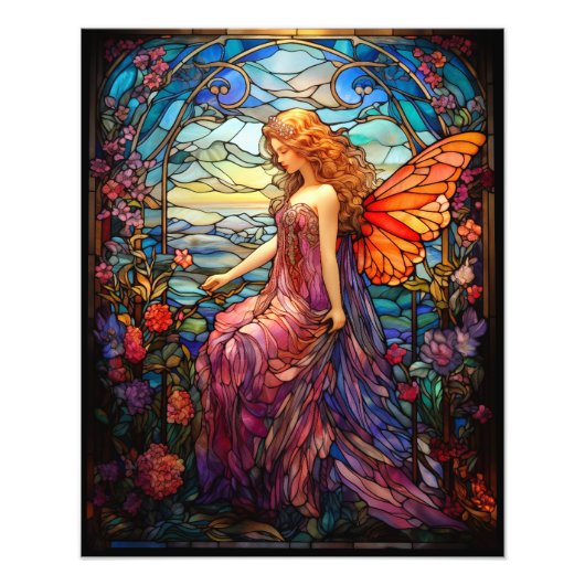 Tiffany Style verkleidetes Glas Magical Fairy Fotodruck (Vorne)