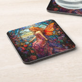 Tiffany Style verkleidetes Glas Magical Fairy Getränkeuntersetzer (Linke Seite)