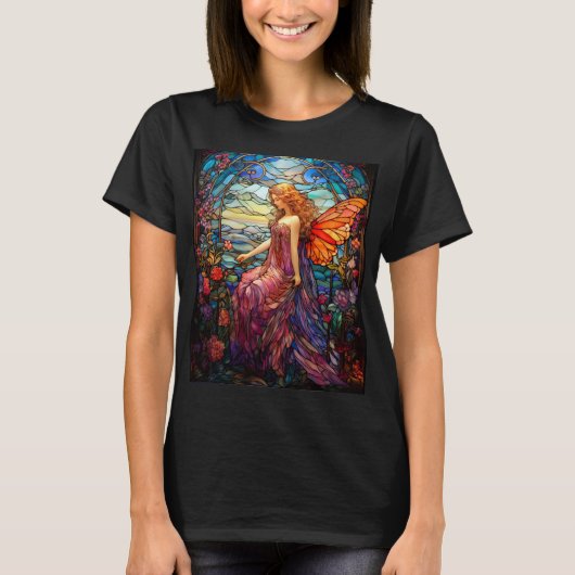 Tiffany Style verkleidetes Glas Magical Fairy T-Shirt (Vorderseite)