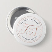 Tiffany Styles Navy Blue & Rose Gold Company Logo Button (Vorne & Hinten)