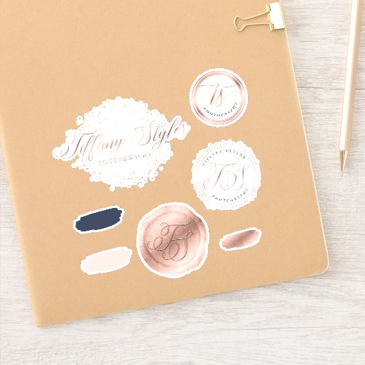 Tiffany Styles Navy Blue & Rose Gold Custom Logos Aufkleber (Notizbuch)