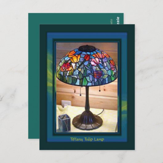 Tiffany Tulip Lamp Kunst Postkarte (Vorne/Hinten)