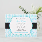 Tiffny Blue Bridal Dusche Einladung Damask (Stehend Vorderseite)