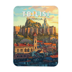 Tiflis Georgia Illustration Travel Art Vintag Magnet