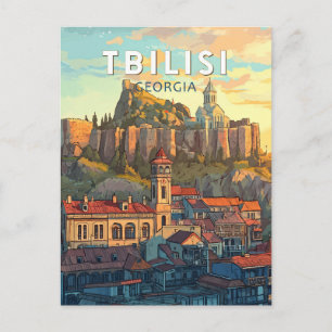 Tiflis Georgia Illustration Travel Art Vintag Postkarte