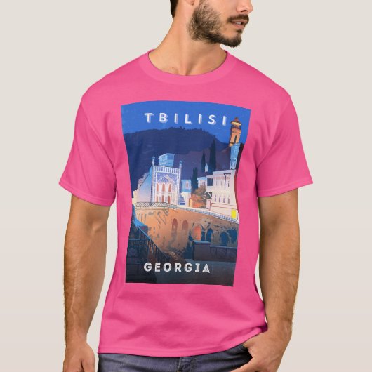 Tiflis Georgia - Retro Travel Minimalistisch Poste T-Shirt (Vorderseite)