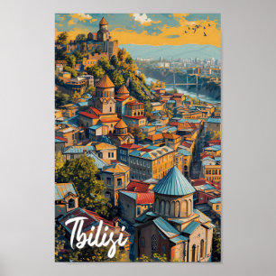 Tiflis Georgia Vintag Art Travel Illustration Poster