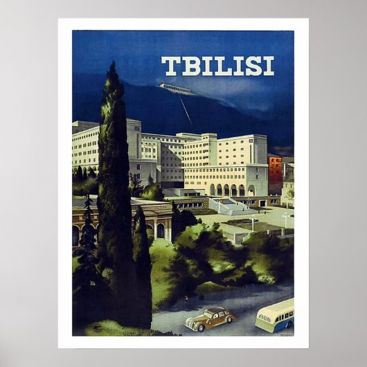 Tiflis, Georgien, Großstadt, Vintage-Reiseplakat Poster (Vorne)