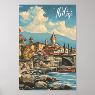 Tiflis Georgien Vintage-Kunst-Reiseillustration Poster