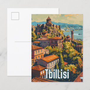 Tiflis Georgien Vintage Retro Reiseillustration Postkarte