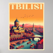 Tiflis Hauptstadt Georgia, Retro-Souvenirgeschenke Poster (Vorne)