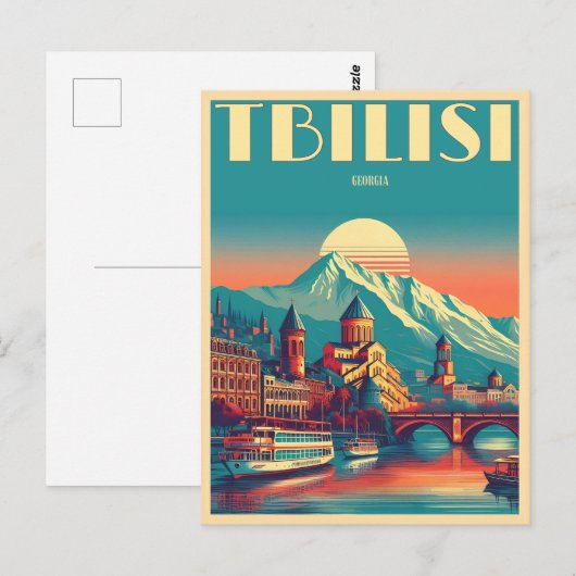 Tiflis Hauptstadt Georgia, Retro-Souvenirgeschenke Postkarte (Vorne/Hinten)