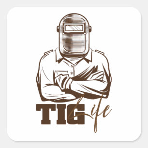 TIG Life Schweißer Stolz Geschenk Quadratischer Aufkleber