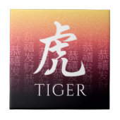 Tiger 虎 Red Gold Chinese Zodiac Lunar Symbol Fliese (Vorderseite)