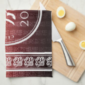 Tiger 虎 Red Gold Chinese Zodiac Lunar Symbol Geschirrtuch (Viertel Falte)