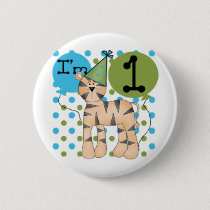 Tiger 1. Geburtstag T - Shirt und Geschenke Button