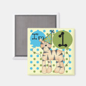 Tiger 1. Geburtstag T - Shirt und Geschenke Magnet (Vorderseite/Rückseite)