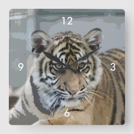Tiger_2014_0901 Quadratische Wanduhr (Vorderseite)