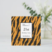 Tiger 21. Geburtstagsfeier Party Einladung (Stehend Vorderseite)