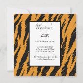 Tiger 21. Geburtstagsfeier Party Einladung (Rückseite)