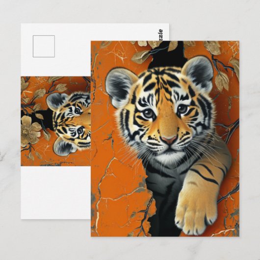 Tiger 3D-Illusion Postkarte (Vorne/Hinten)