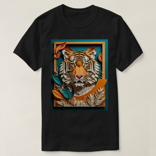 Tiger 3D Paper Art Design T - Shirt (Design vorne)
