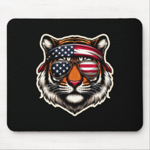 Tiger 4. Juli Amerikanische Unabhängigkeitstag USA Mousepad