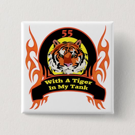 Tiger-55. Geburtstags-Geschenke Button (Vorderseite)