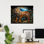 *~* TIGER 5:4 Gold AP68 Fantasy-Hartglas Poster (Heimbüro)