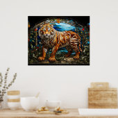 *~* TIGER 5:4 Gold AP68 Fantasy-Hartglas Poster (Küche)
