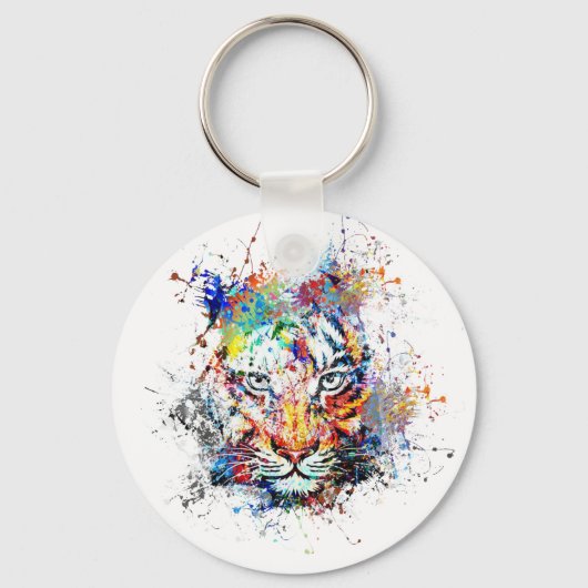 Tiger Abstrakt Art Malerei Schlüsselanhänger (Vorderseite)