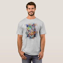 Tiger Abstrakt Art Painting T - Shirt
