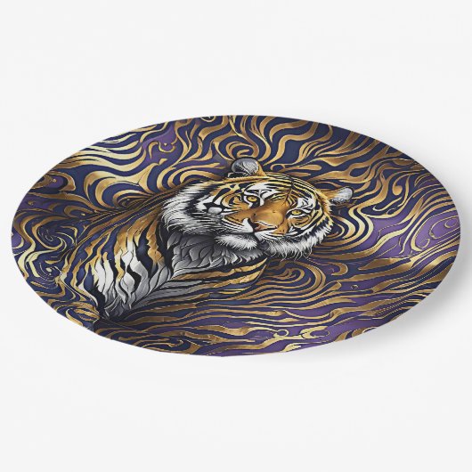 Tiger Abstrakt Art Pappteller (Schrägansicht)