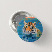 Tiger, Abzeichen, Anstecknadel, Knopf, bemalt, Kun Button (Vorne & Hinten)