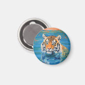 Tiger, Abzeichen, Magnet, bemalt, bunte Kunst Magnet (Vorderseite/Rückseite)