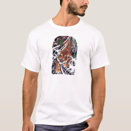 Tiger & Ahorn-Blätter Tätowierdesign T-Shirt