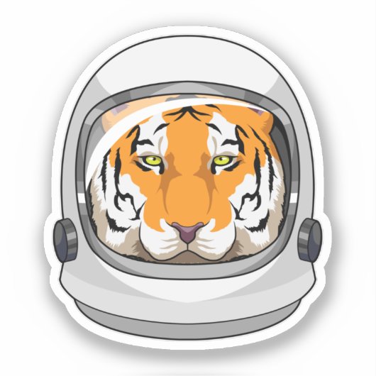 Tiger als Astronaut mit Helm Aufkleber (Vorderseite)