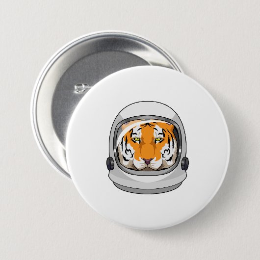 Tiger als Astronaut mit Helm Button (Vorne & Hinten)