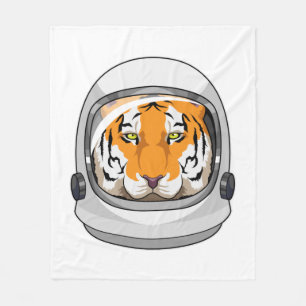 Tiger als Astronaut mit Helm Fleecedecke