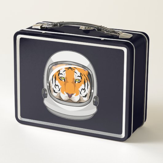 Tiger als Astronaut mit Helm Metall Brotdose (Rückseite)