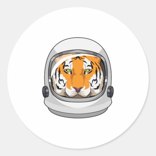 Tiger als Astronaut mit Helm Runder Aufkleber (Vorderseite)