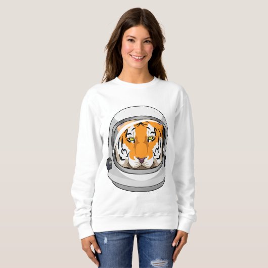 Tiger als Astronaut mit Helm Sweatshirt (Vorne ganz)