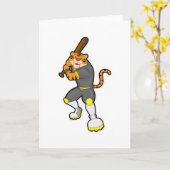 Tiger als Baseballspieler mit Baseballschläger Karte (Gelbe Blume)