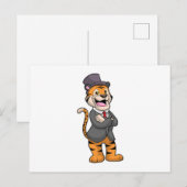 Tiger als Bräutigam mit Jacke & Hut Postkarte (Vorne/Hinten)
