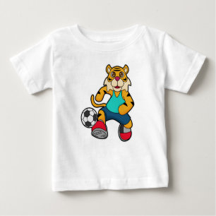 Tiger als Fußballspieler mit Fußball Baby T-shirt