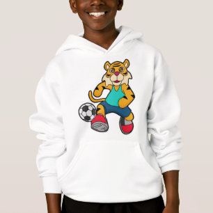 Tiger als Fußballspieler mit Fußball Hoodie