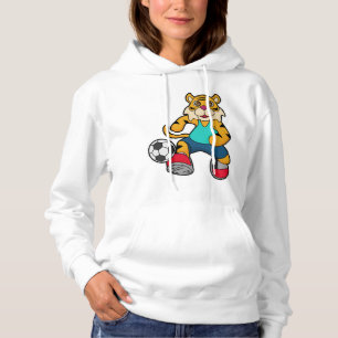 Tiger als Fußballspieler mit Fußball Hoodie