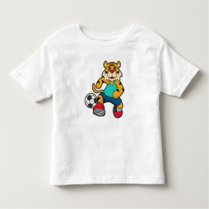 Tiger als Fußballspieler mit Fußball Kleinkind T-shirt